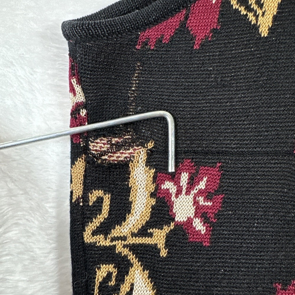 Neiman Marcus Exclusive100% Silk intarsia Floral Sleeveless Sweater‎ Black Large - Picture 3 of 8